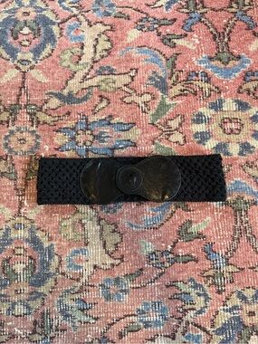 Black Stretch Belt with Leather Bow Buckle